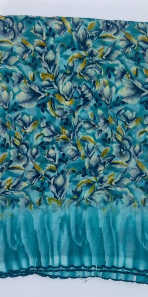 zigzag lace border blue saree