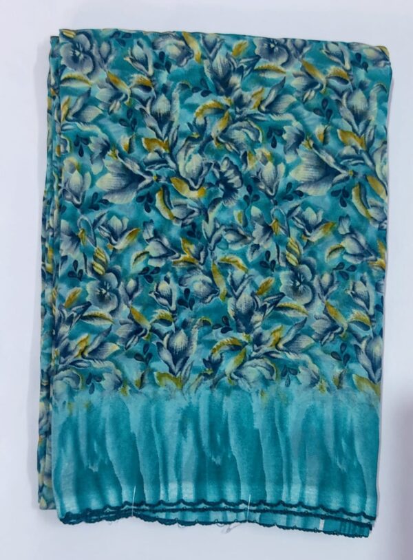 zigzag lace border blue saree