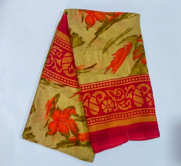 cream colour saree with red blouse