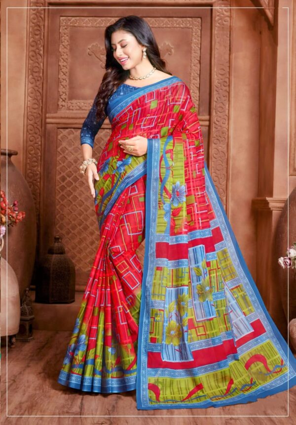 yellow silk saree with green border