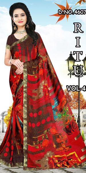 georgette sarees with designer blouse GS034