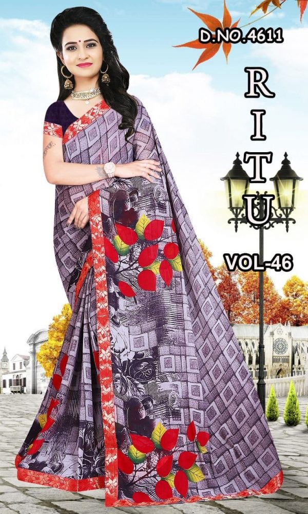 banarasi georgette sarees with silver zari GS036