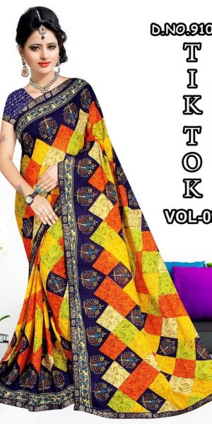 yellow georgette saree GS024
