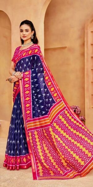 kalamkari blouse with saree | KCS010 | Delightful Colours | 50% Discount