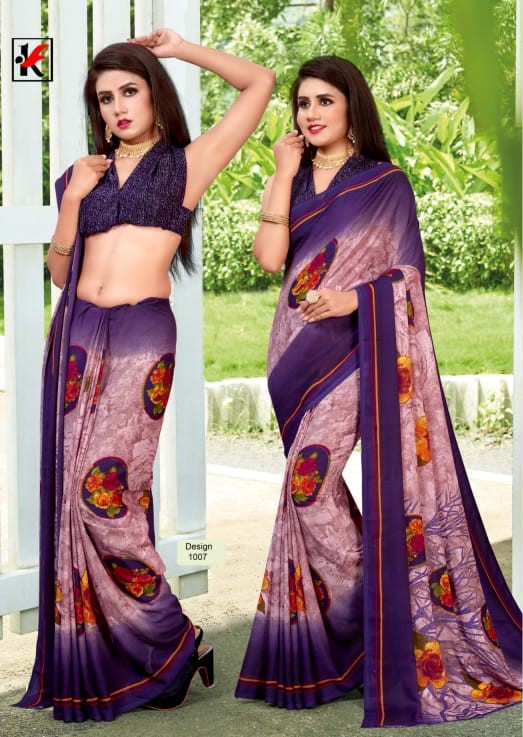 Buy pure soft georgette saree light sky color with beautiful heavy print  saree at Rs. 570 online from Surati Fabric Daily Wear Saree : SF-GGT-LS