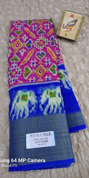 linen printed saree CS044