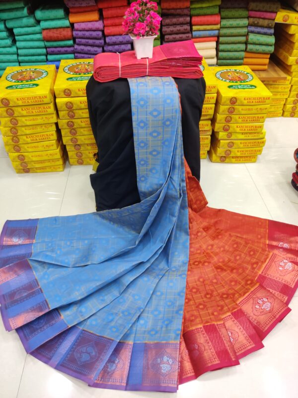 mysore silk saree with contrast blouse