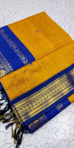 silk saree with contrast blouse
