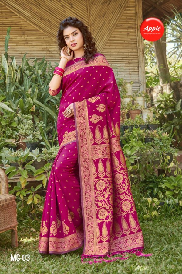 rani pink wedding silk sareesMS004