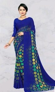 contrast blouse for blue saree