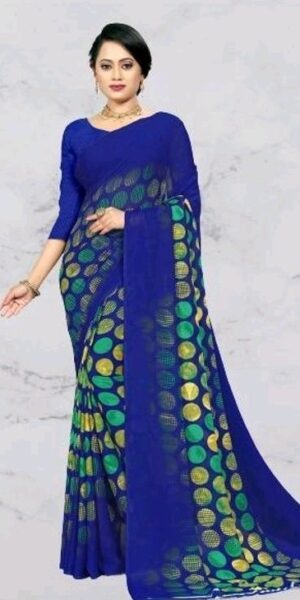 contrast blouse for blue saree