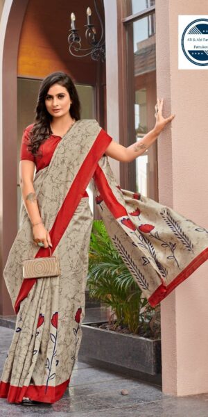 red and white saree