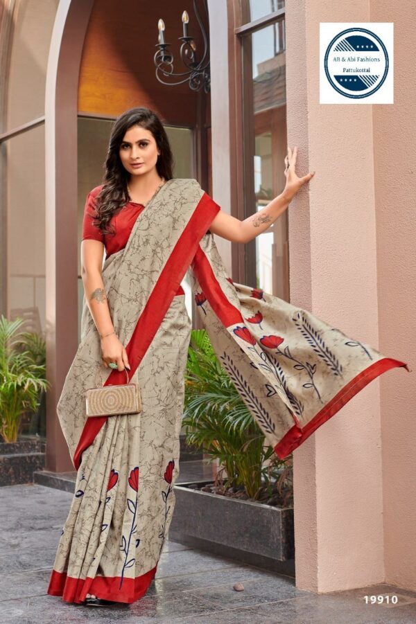 red and white saree