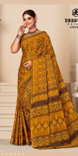 Mahalaxmi Fabrics Block Prints Pattu Cotton Saree, With Blouse, 6.3 m at Rs  950 in Surat