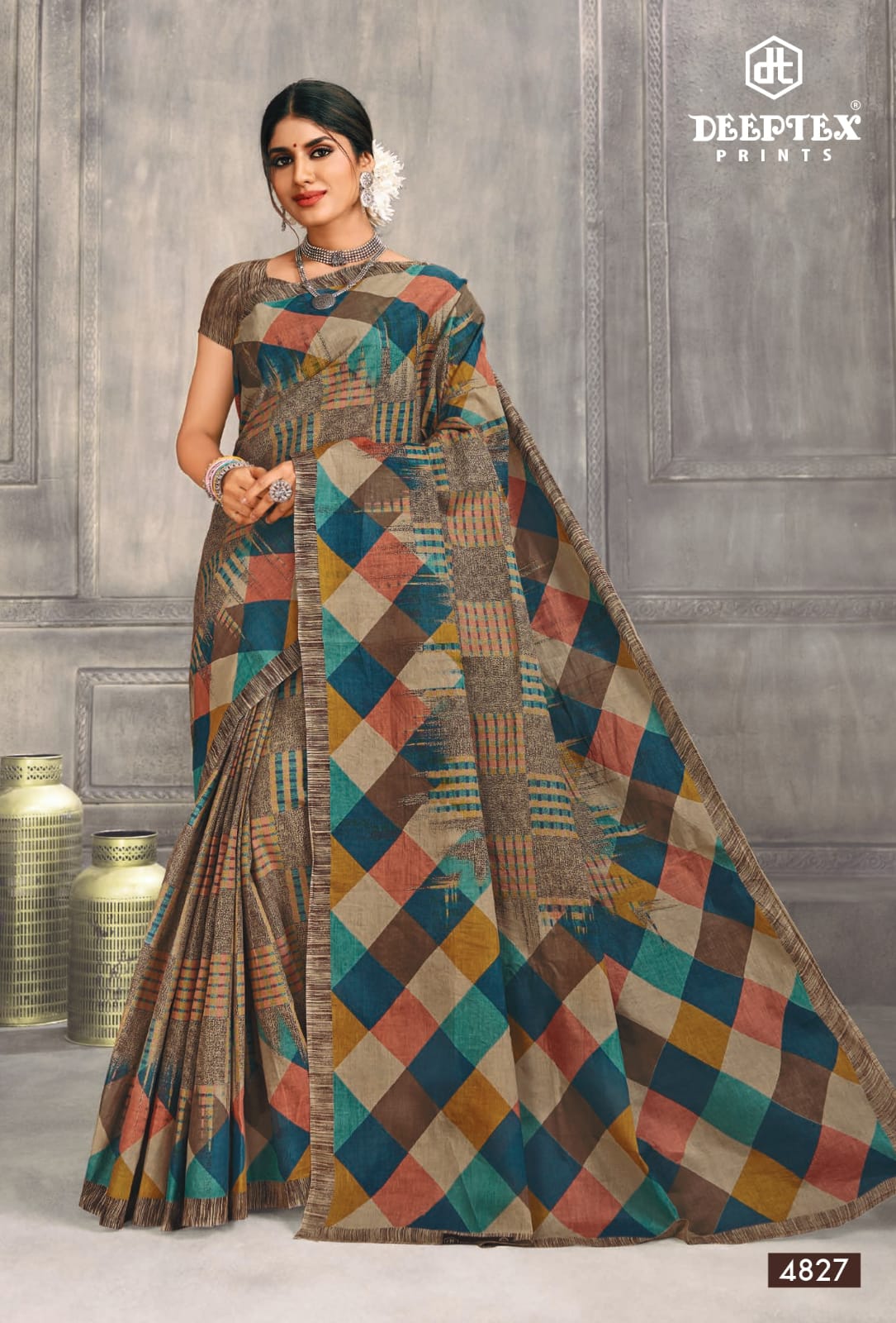 Green Zari Border Cotton Saree by Kalamkari Blouse Piece - Joypur Fashions