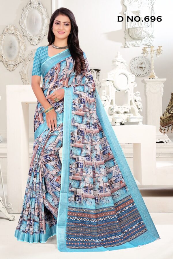 pure linen digital print sarees