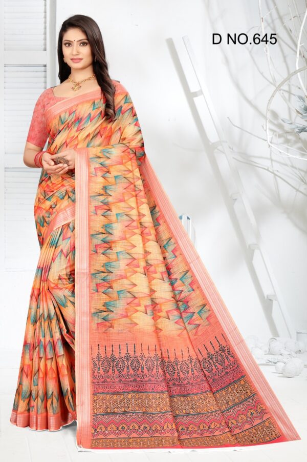 handloom digital printed pure linen sarees online