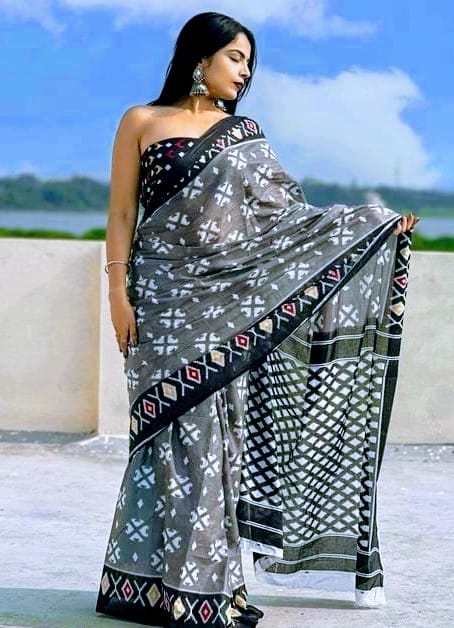 Shiv Fashion Party Wear Traditional Cotton Saree, Without Blouse, 6 meter  at Rs 480 in Surat