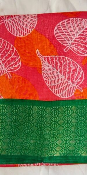 orange silk saree with green border