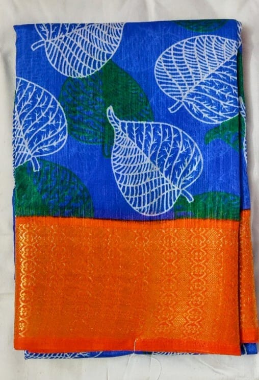 royal blue saree with golden border