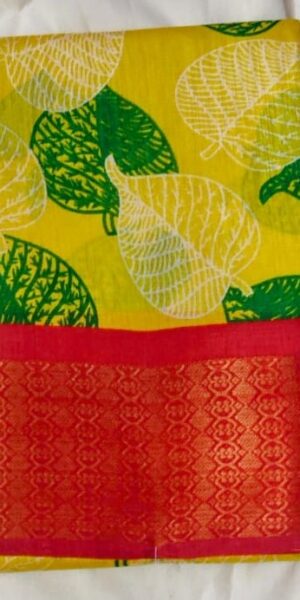 yellow silk saree with red border