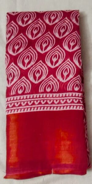 linen batik print saree