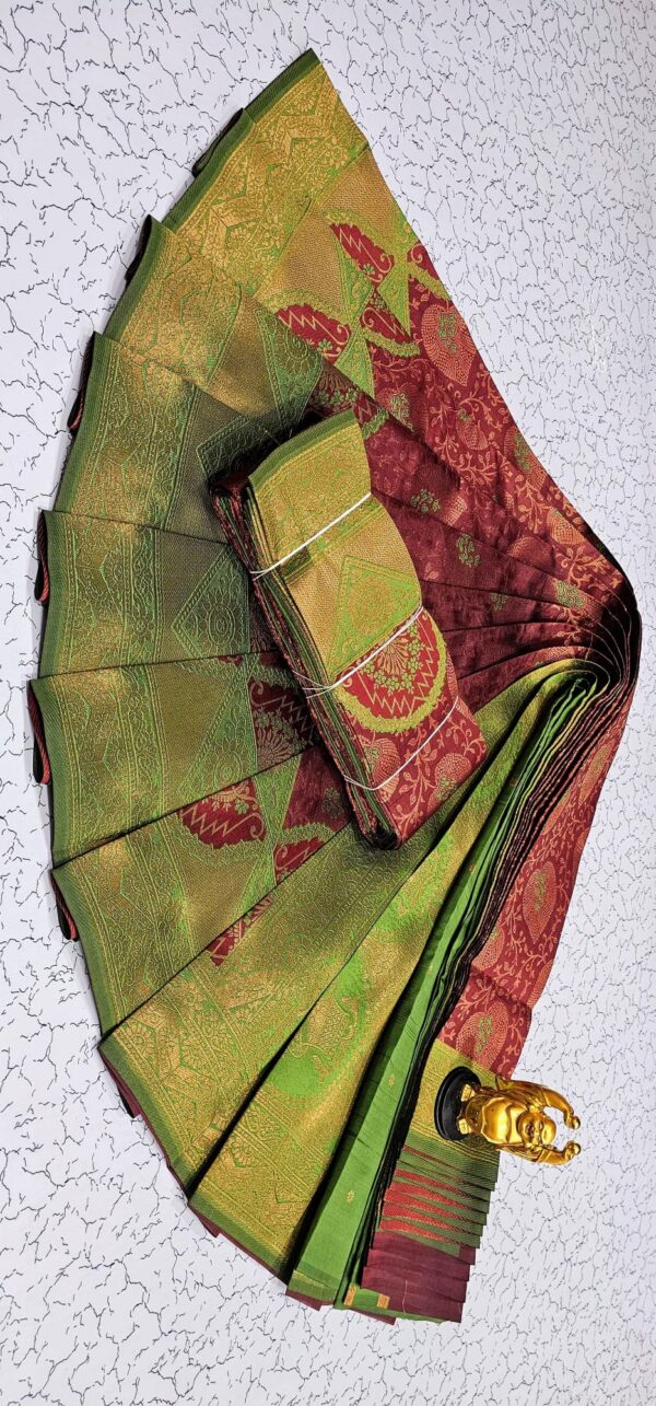 merrun silk with green border saree