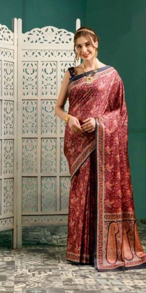 handloom digital printed pure linen sarees online
