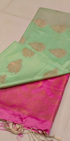 mysore silk saree with contrast blouse