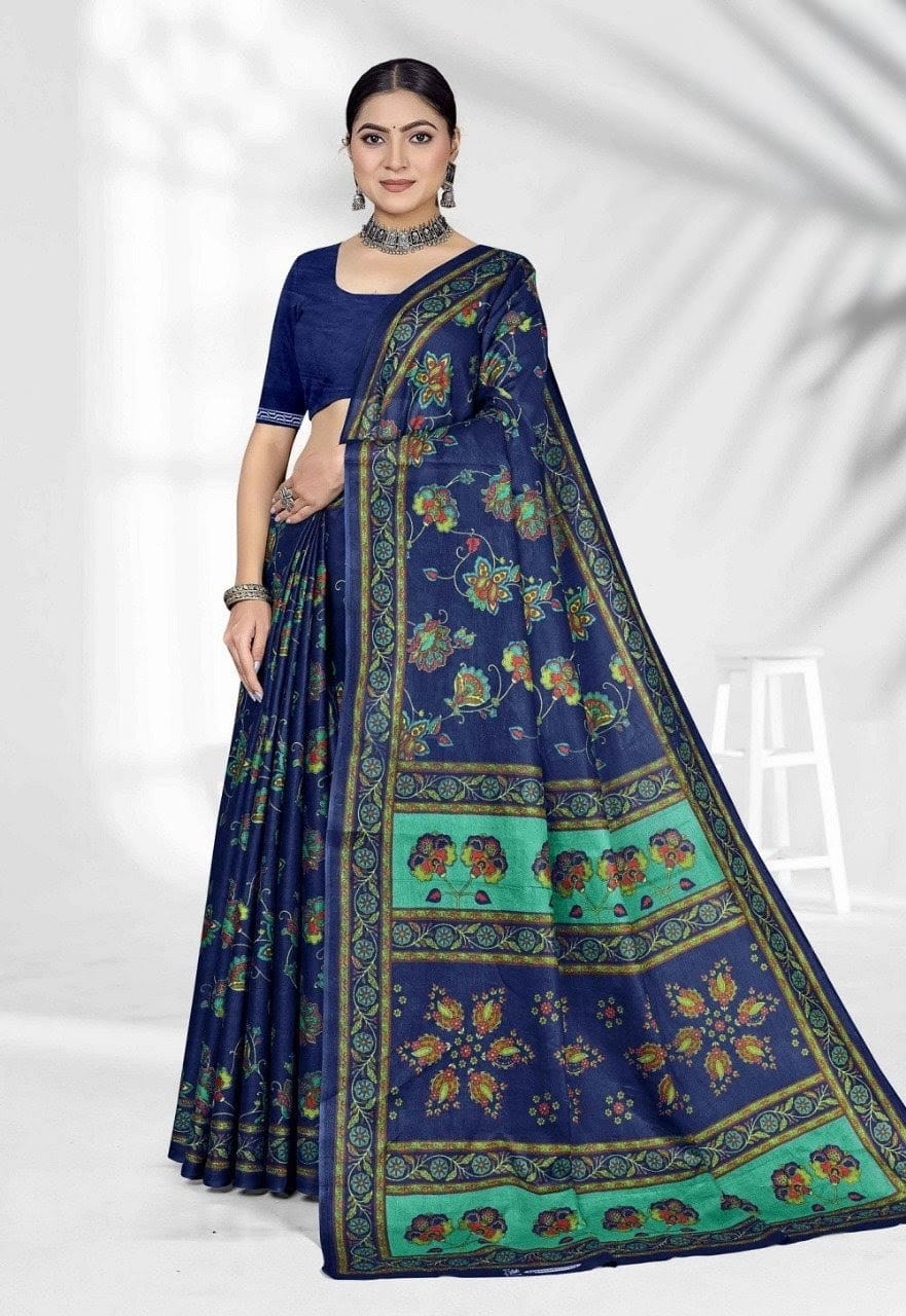 navy blue saree | PCS022 | Cheapest South Cotton Saree Sale 1 navy blue saree