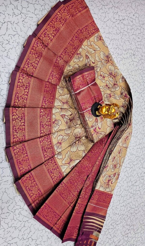 merrun silk with green border saree