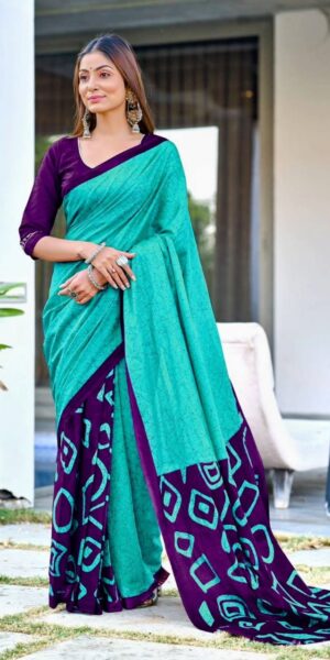 peacock blue saree