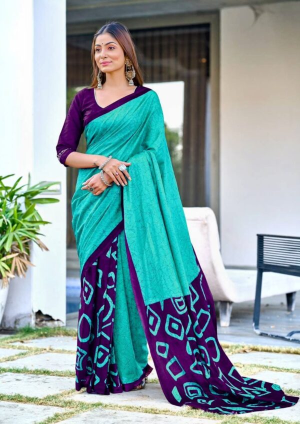 peacock blue saree