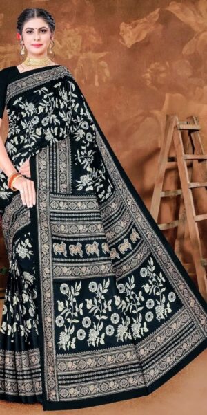 black cotton saree with black border