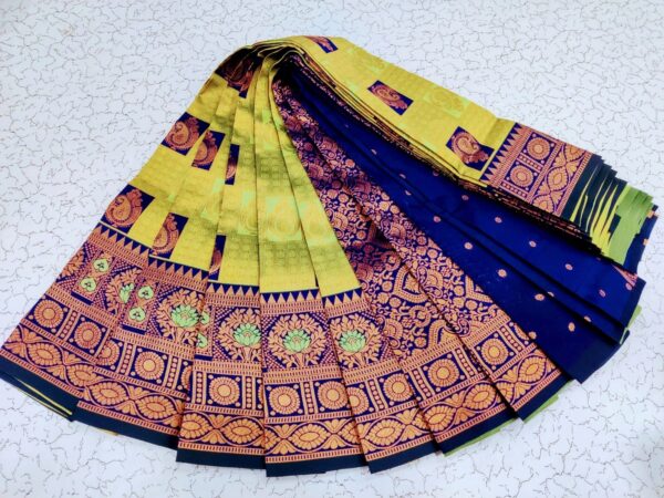 parrot green saree with rani pink border | BSS020 | we welcome with surprise offers