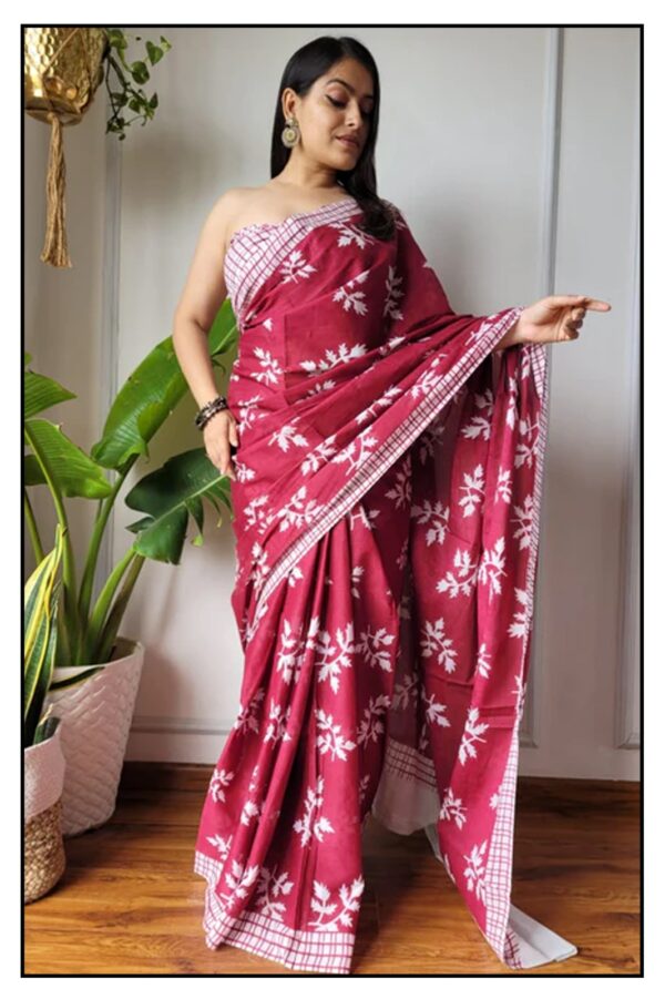 baby pink saree with silver border | ICS016 | Gorgeous Bandhani | 50% Cashback