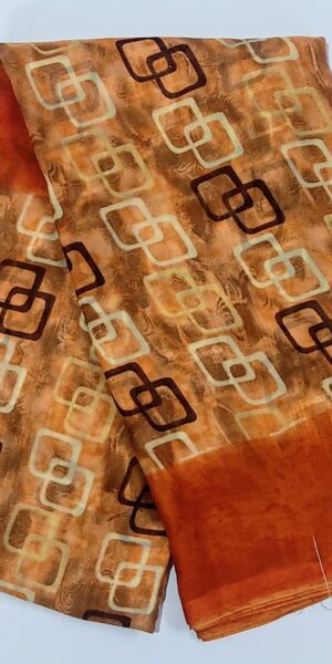 orange saree with zigzag lace border | PS067 | best offer sarees