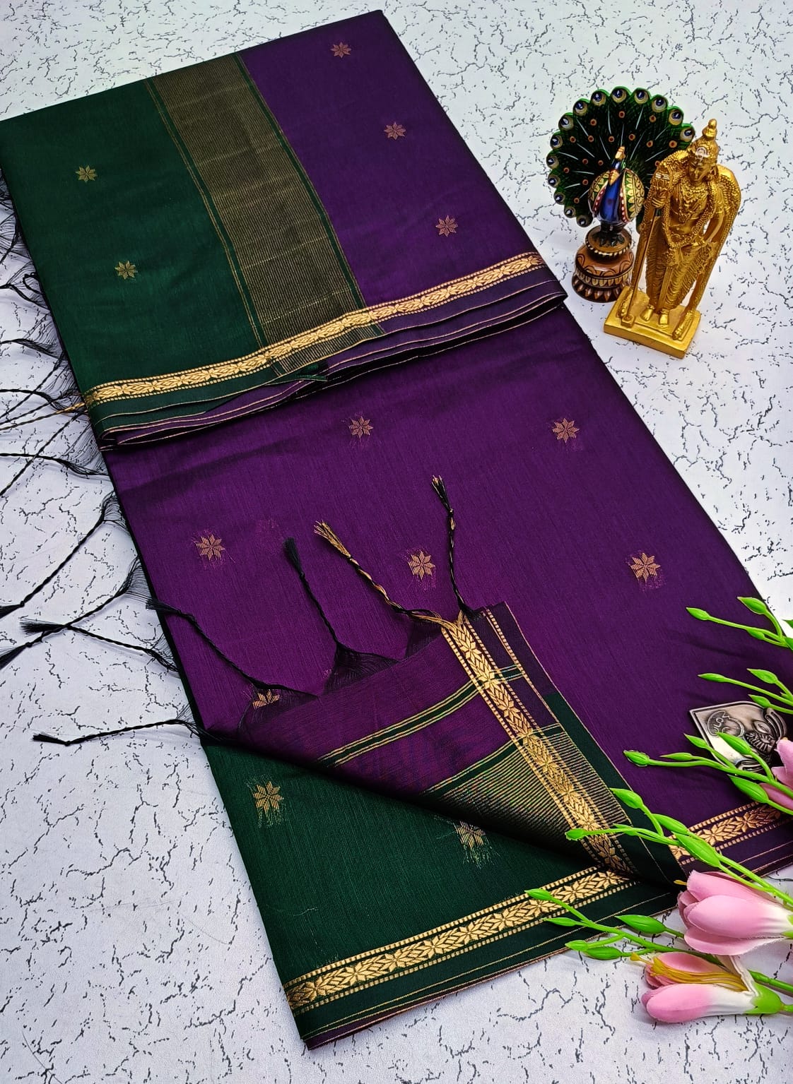 cotton saree with silk border | MC014 1 cotton saree with silk border